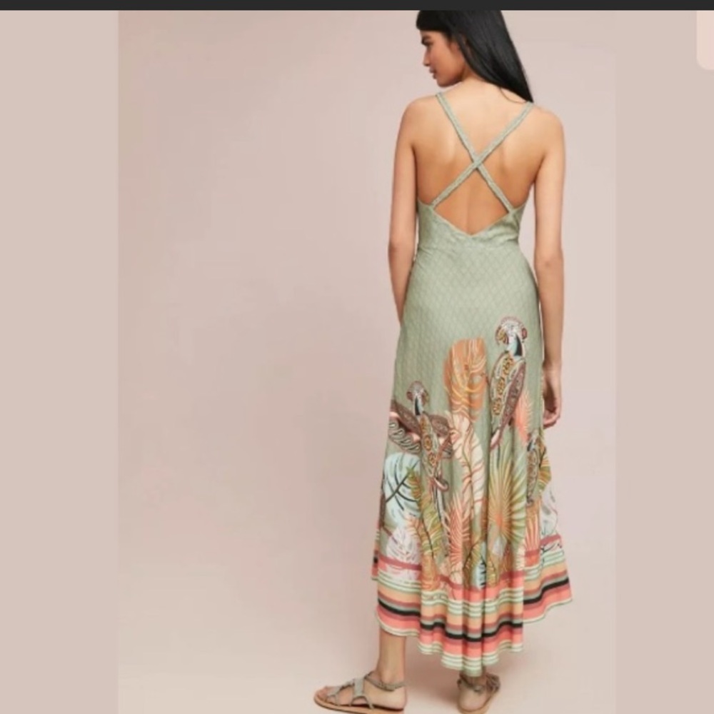 🌴Anthropologie Farm Rio Toucan Maxi Dress L - Picture 3 of 11